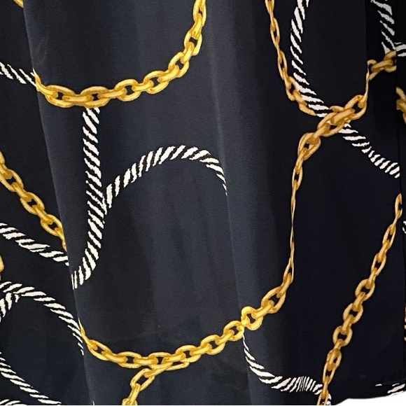 Anne Klein Chain Print Blouse | Women’s Size Small Navy Blue Old Money Mobwife - Picture 5 of 9